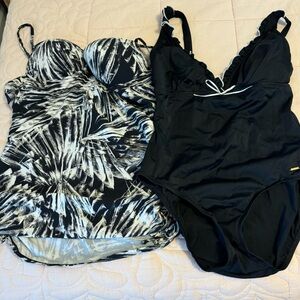 Liz Claiborne one piece size 16 black swimsuit and Assets swim tank (2 suits)